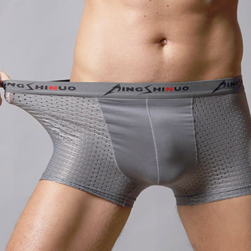 Calzoncillos Boxer de los hombres de seda de hielo verano malla transpirable malla hueco modal Boxer shorts cabeza fábrica al por mayor