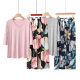 Cross-border Spring and Summer Women's Modal Pajamas Loose and Comfortable Home Wear Cotton Silk Cropped Pants plus size mm suit Outer Wearing