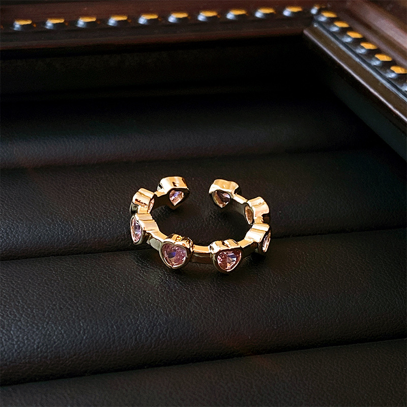 Japanese Style Flower Copper Plating Inlay Artificial Crystal Freshwater Pearl Open Ring display picture 5