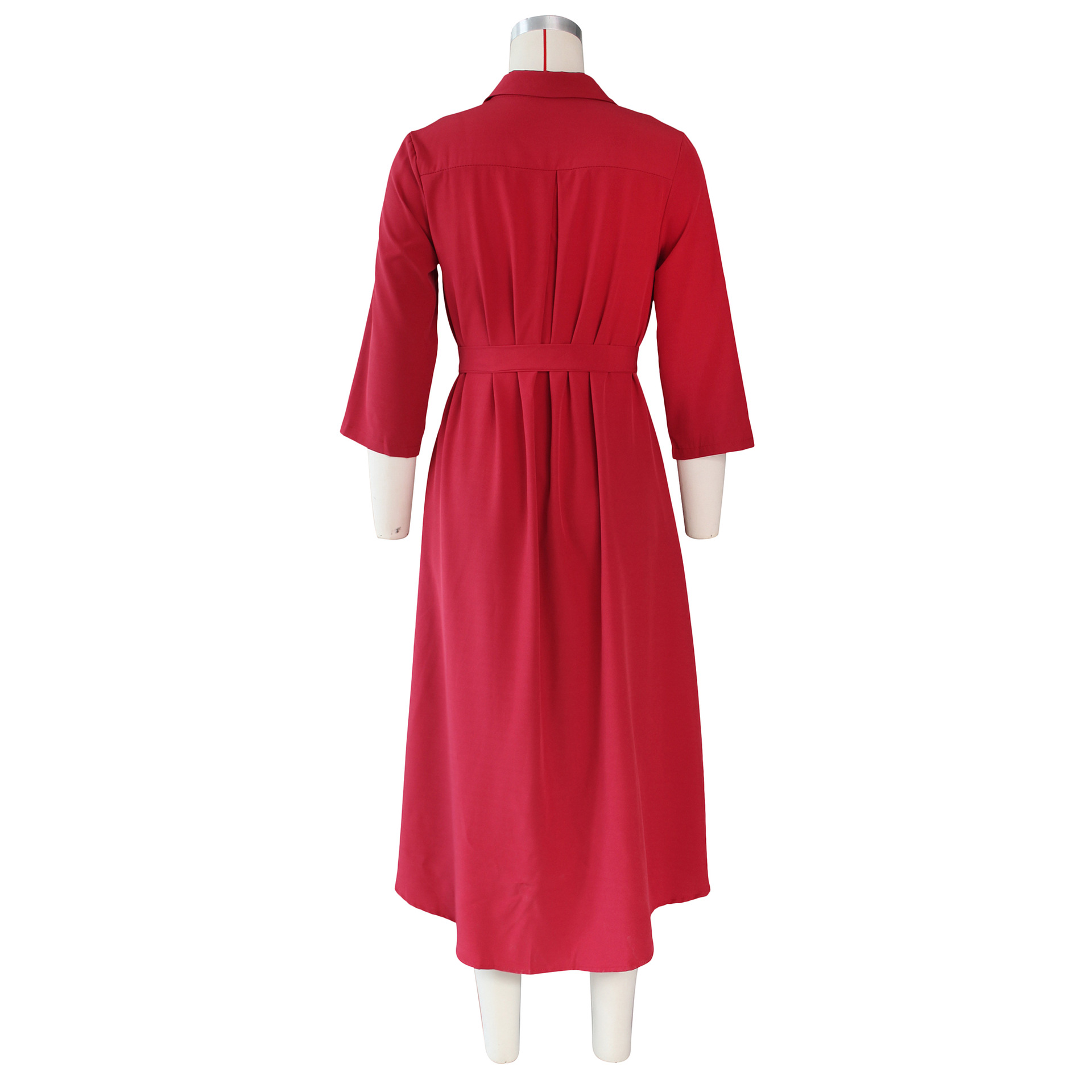 Autumn Winter Irregular Asymmetric Half Sleeve Long Shirt Dress