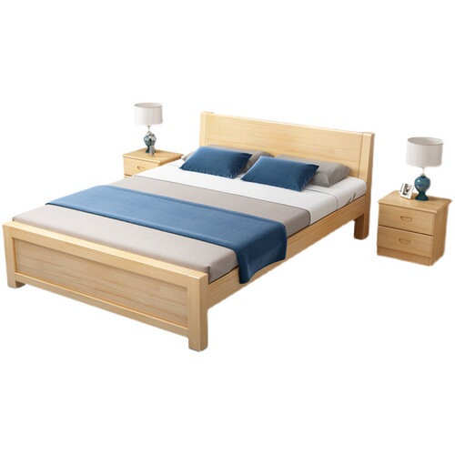 Solid wood bed modern simple single bed walnut color white varnish log mortise and tenon bed economical 1 meter 1.2m1.5