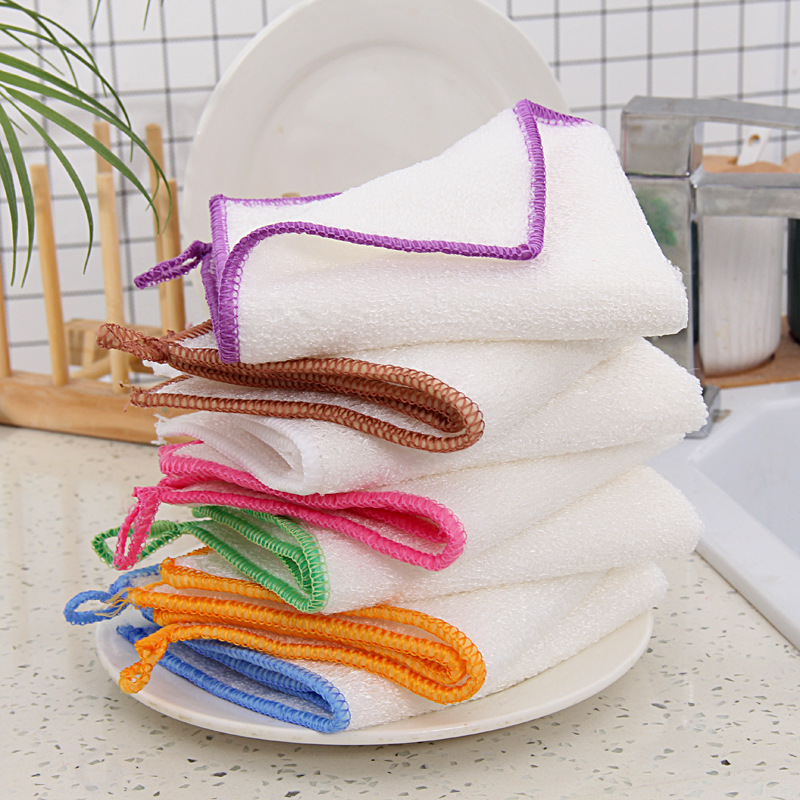 Manufacturers wholesale bamboo fiber washbar towel double thickened encrypted kitchen rag daily necessities