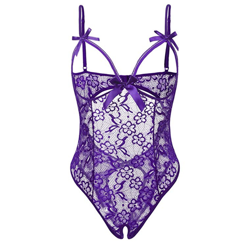 Strappy Open-Crotch Sexy Backless Lingerie Lace See-Through Tight-Fitting Bodysuit Sleepwear Foreign Trade Temu Cross-Border Supply