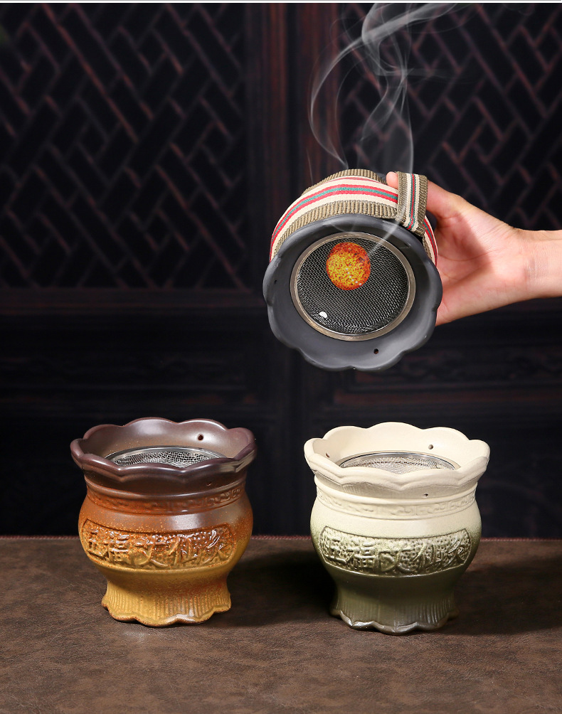 Ceramic Fire Dragon Cup Moxibustion Tool Medium Size with Cloth Cover for TCM Warm Therapy in use