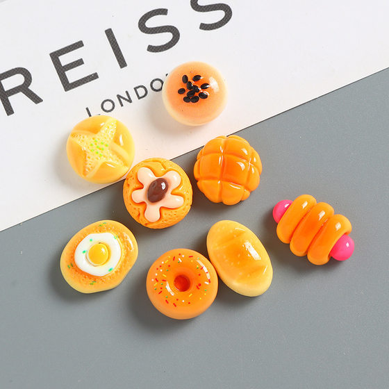 Bread ham sausage bag simulation food play cream glue diy phone case cute hair accessories resin accessories material bag
