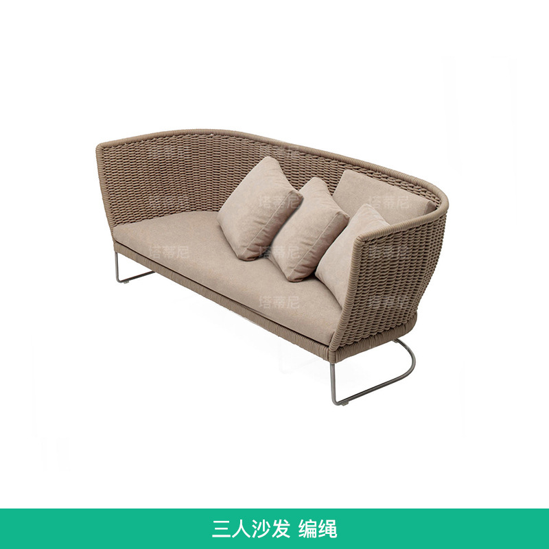 Sofá de exterior tejido con cuerda, cama de descanso para patio o balcón, muebles creativos para alojamiento rural, sillón de ratán para jardín o terraza. image 11