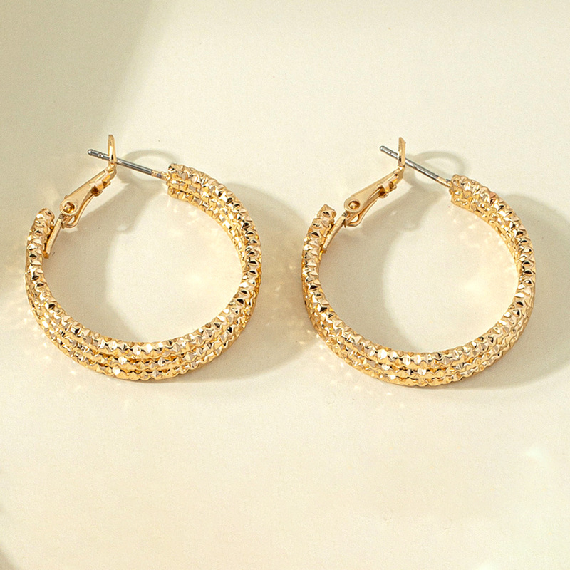 Retro Braided Style Hollowed Circle Alloy Hoop Earrings Wholesale display picture 2