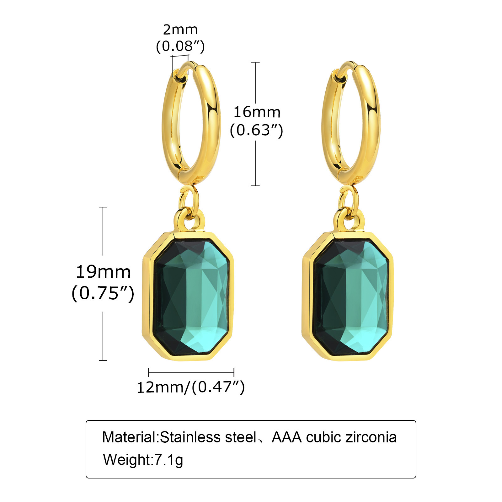 Fashion Geometric Stainless Steel Drop Earrings Inlay Zircon Stainless Steel Earrings 1 Pair