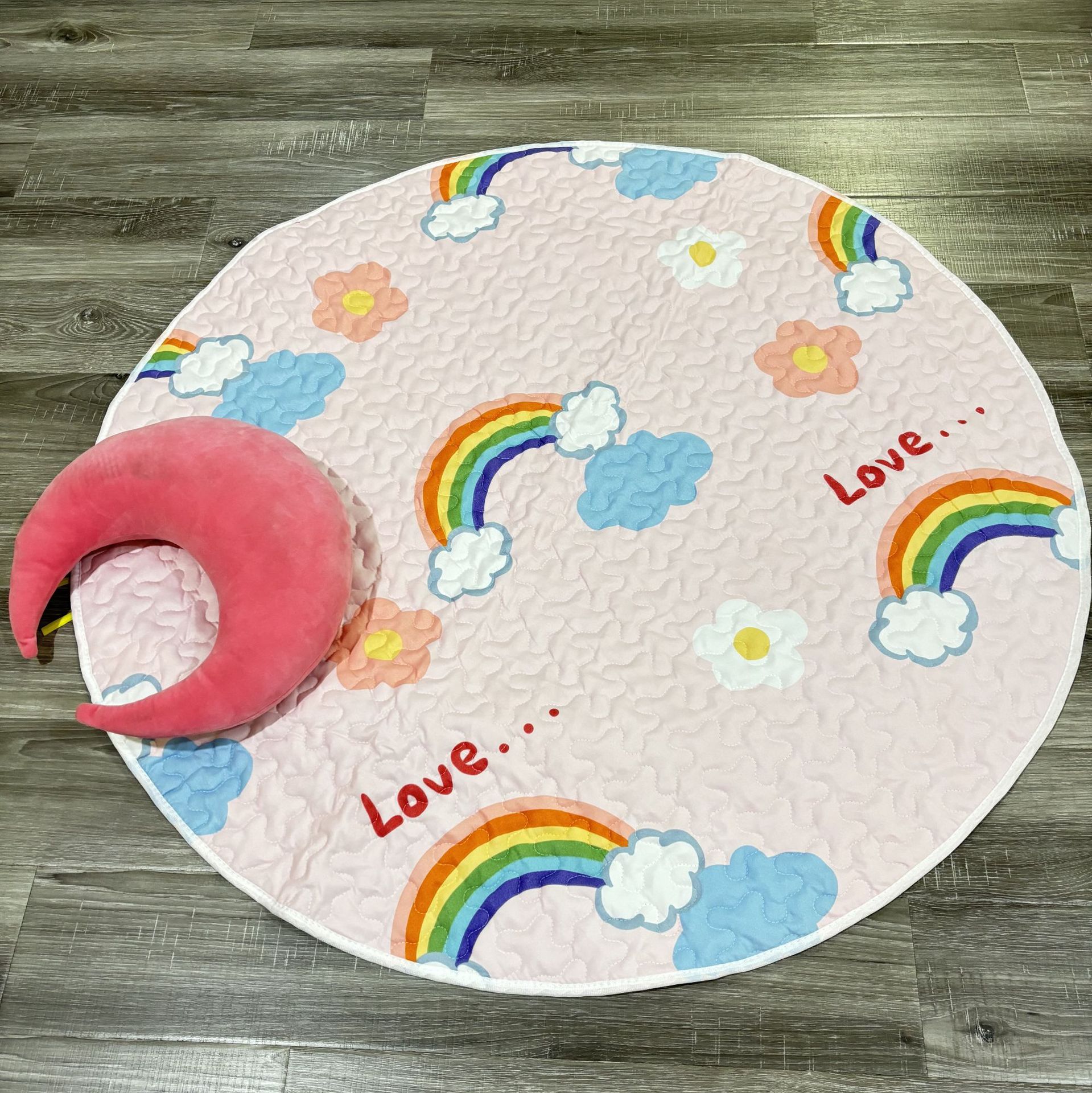 원형 면 패드 핑크색 110cm (패턴은 랜덤 발송)