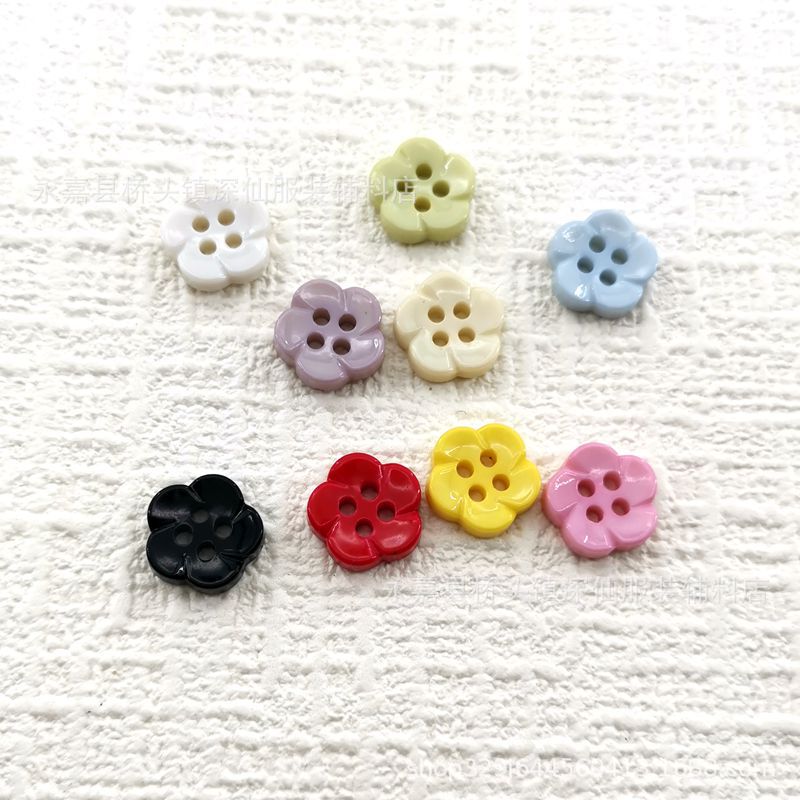 かわいい小さな花のプラスチックボタン、カラフルな光沢のある模造セラミック 4 目手縫いボタン子供服カーディガンセータージャケット装飾|undefined