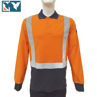 Long-Sleeved Work Shirt Woven Technology 240g Cotton Flame Retardant Work Top Reflective Strip Work Shirt