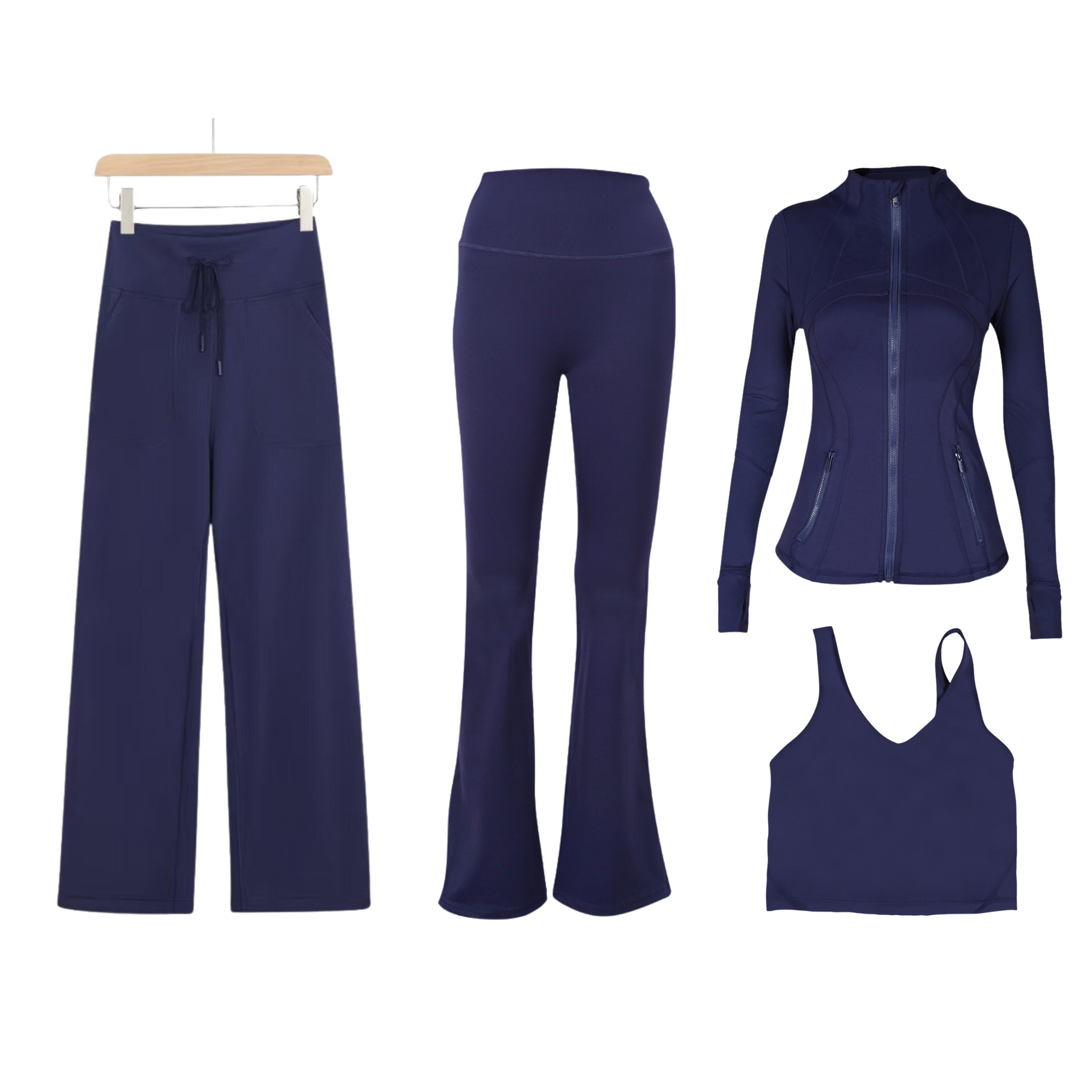Women's Slim Fit Active Four Piece Set With Jacket And Leggings_voghion.com
