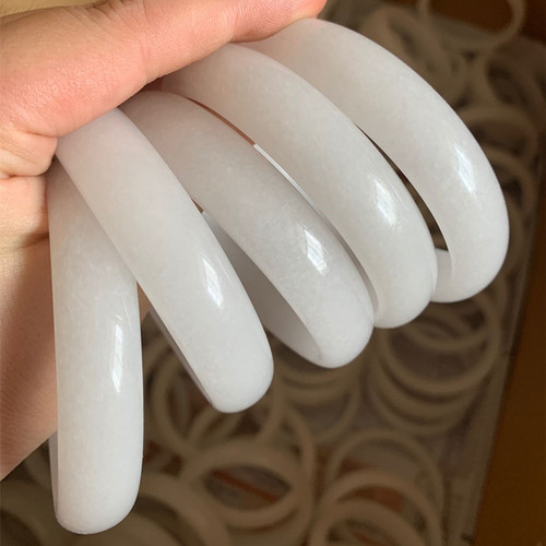Natural Hanbai Jade Hand Bracelet Carbonate Quality Jade Women's White Jade Hand Bracelet Business Gift White Jade Bracelet Certificate Set Wholesale