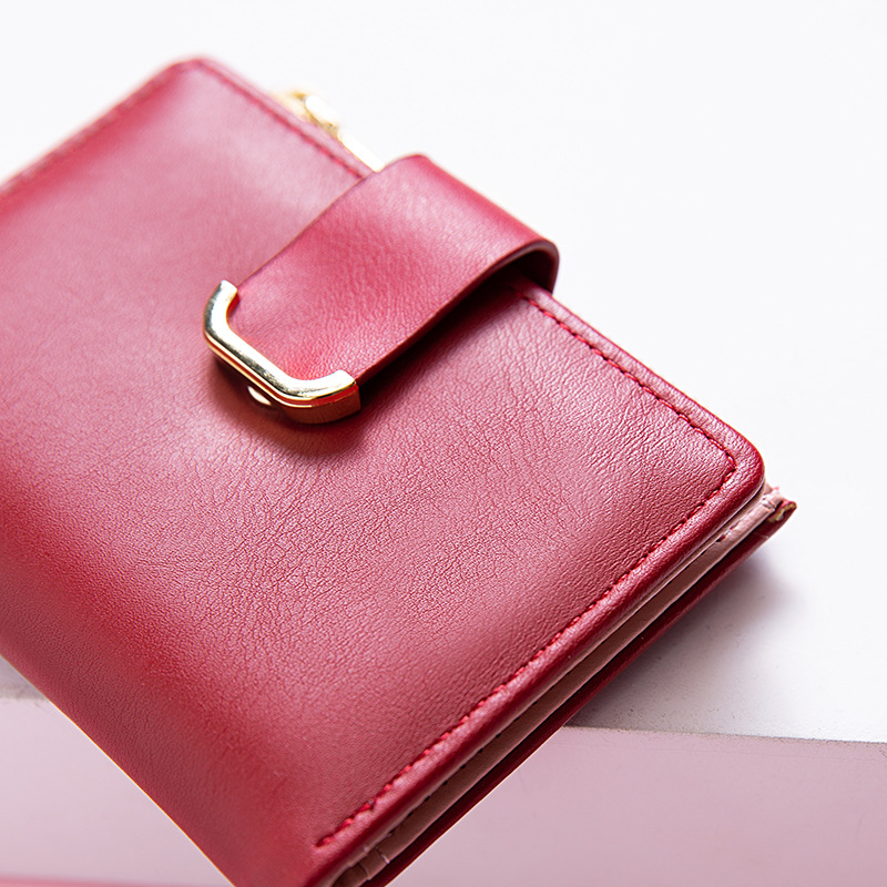 Small Short Zipper Two Fold Solid Color Women's Wallet Korean Edition_voghion.com
