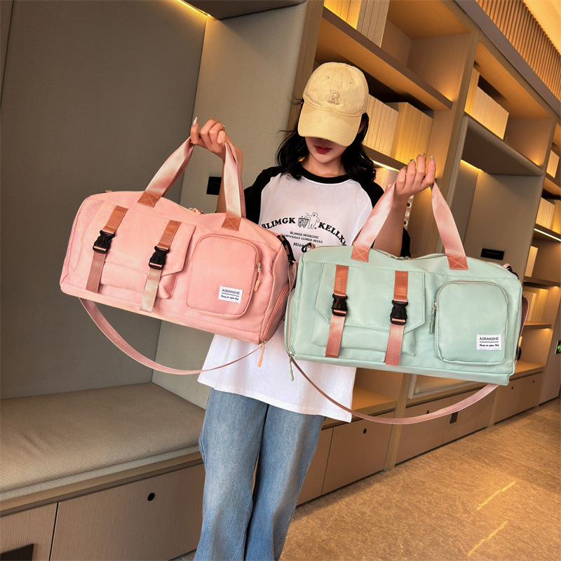 Travel bag Premium sense women's large-capacity sports bag Fitness bag Luggage bag Water-proof shoulder bag_voghion.com