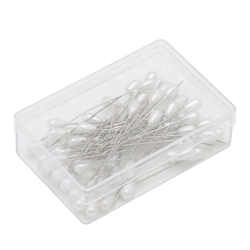 Agujas de goteo redondas de agua agujas blancas de posicionamiento de ropa de corte flores de boda fijas agujas de perlas 100