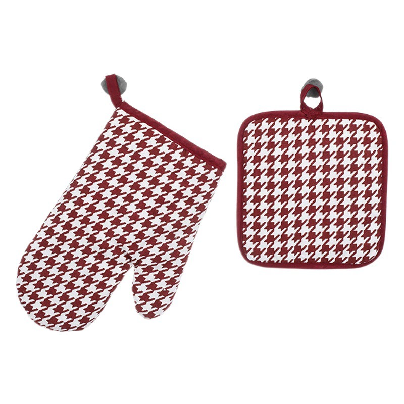 Амазонка Новые перчатки для духовки Кухня Микроволновая печь Выпечка Теплоизоляция Перчатки Защита от ожогов Двухцветный клетчатый Теплоизоляционный костюм