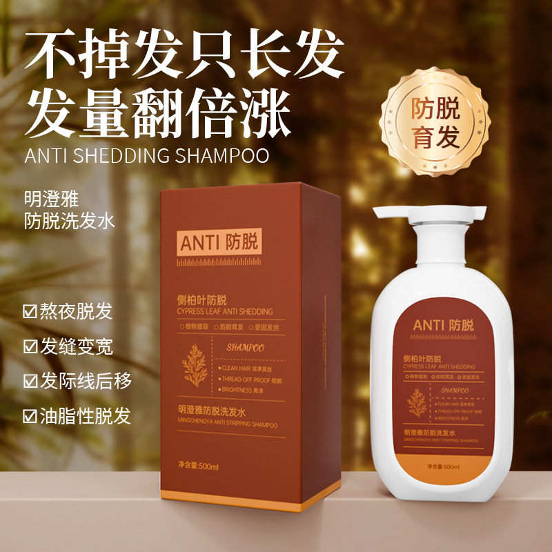 Mingchengya Anti-stripping Shampoo Hair-nourishing and hair-fixing Oil-controlling Hair-raising Explosion Shampoo Anti-dandruff Platycladi Shampoo