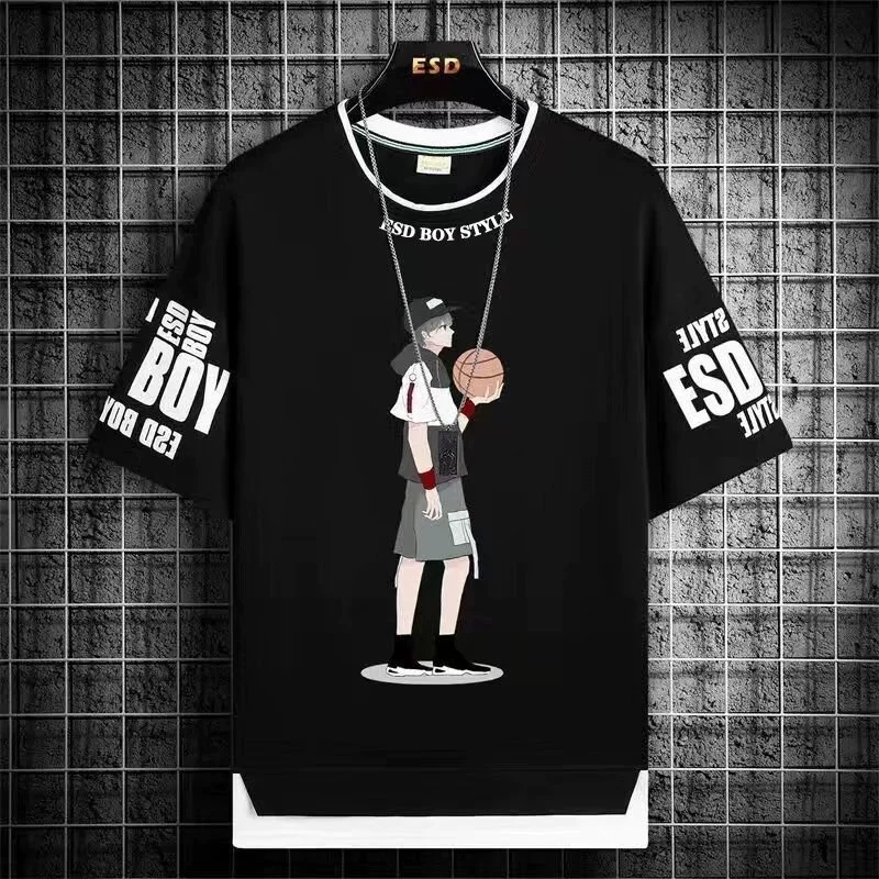 Short sleeve T-shirt, men's summer trend set, loose fit, with short sleeve