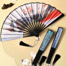 高级感古风折扇扇子仙气美术国风经典系列汉服马面裙舞蹈夏天黑色