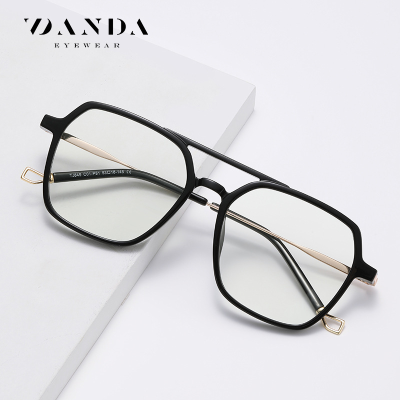 2023 nuevo anti-azul gafas de luz de moda gran marco de doble haz de gafas de miopía marco TJ849 luz azul de moda gafas lisas