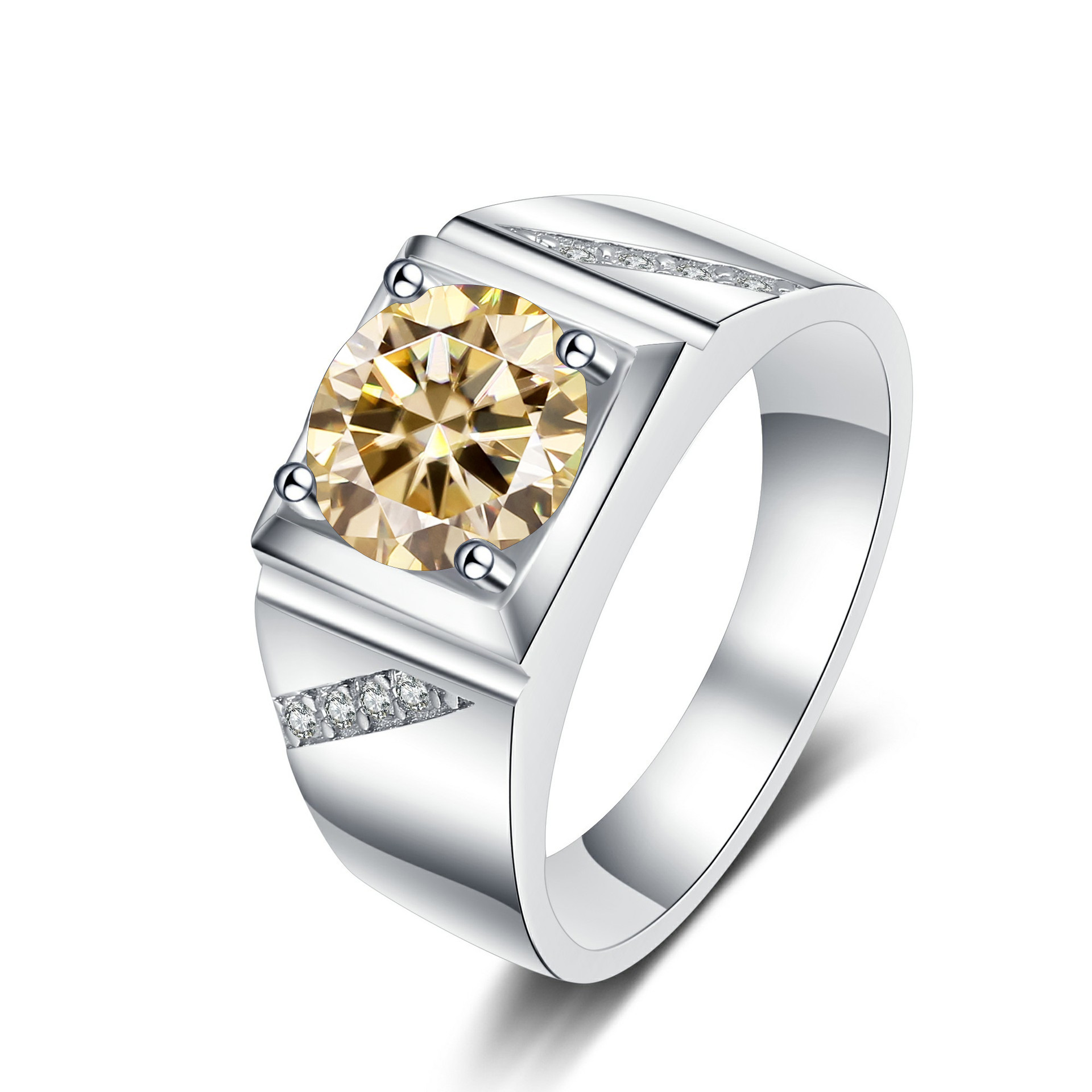 Cross-border hot selling Moissanite Ring 1 karat 2 karat color Tongling atmospheric man's wedding ring TikTok straight7