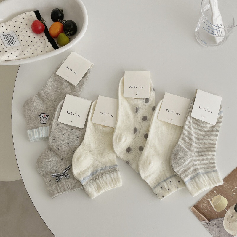 Thin Bubble Socks for Women, Summer Cotton Socks, Korean Style, Japanese Style, Mesh Breathable Ballet Style Embroidered Summer Short Socks