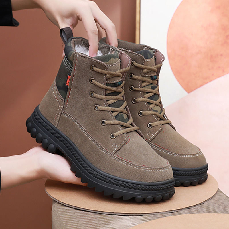 Men's snow boots fur one men's shoes warm anti cold anti-skid padded thickened wool cotton shoes men_voghion.com