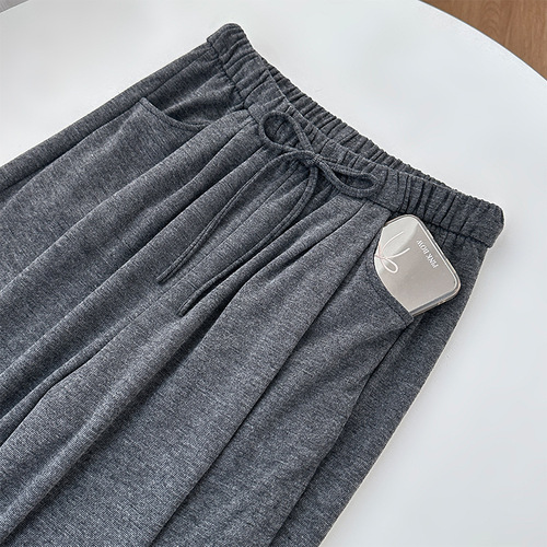 Black Glutinous Rice Pants for Women - Autumn 2025 New Arrival High-Waisted Slimming Droopy Loose Casual Straight Leg Relaxed Style Wide Leg Pants