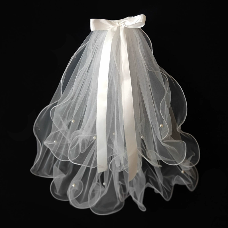 veil, Bridal White Veil, Single or Double Layer, 40–80 cm, Hair Comb or Hairpin Options