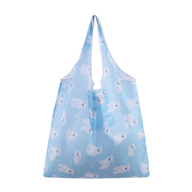 En stock gran bolsa de poliéster color Flip bolsa de protección del medio ambiente bolsa de compras supermercado plegable bolsa de compras plegable bolso portátil