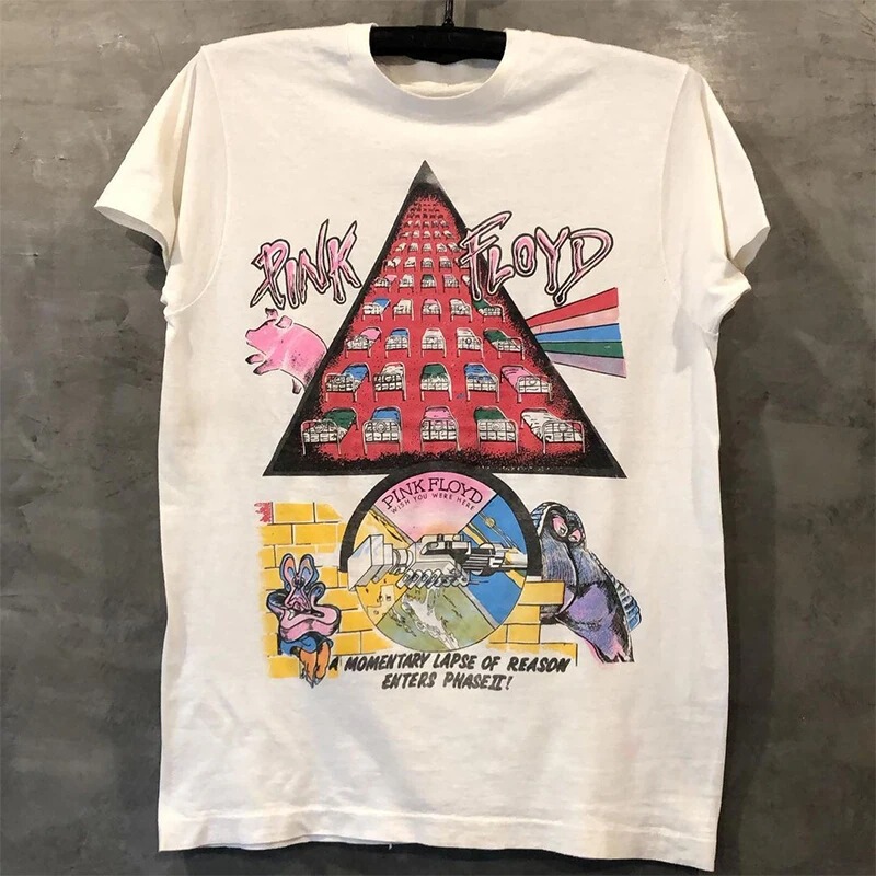 Cross-Border European Size Pink Floyd Band Wall Art Classic Rock Short-Sleeve Cotton Unisex Couple T-Shirt