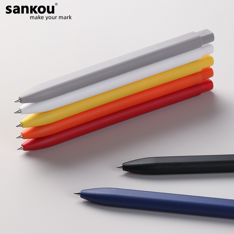 Three-port Flat Pen Press Gel Pen 0.5 Quick-drying Smooth Water Pen Simple Stationery Office Sign Pen in stock