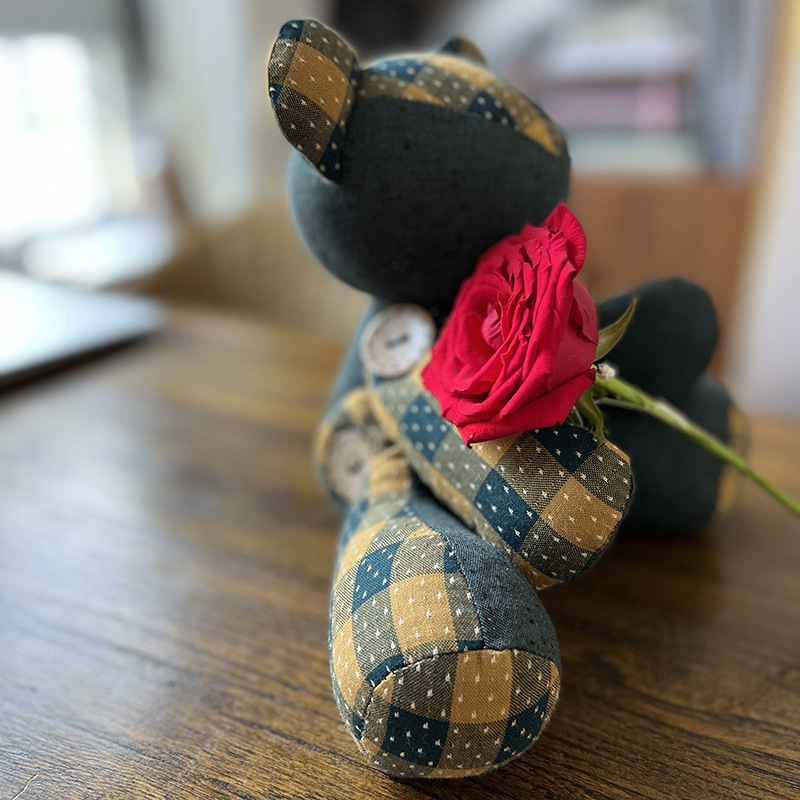 Hecho a mano DIY Lu bordado sin costuras oso muñeca material paquete creativo bordado decoración del hogar regalo abrazo oso