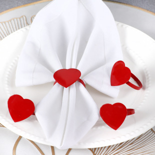 Cross-border Valentine's Day hotel decoration Red love napkin ring Western restaurant decoration peach heart napkin buckle factory wholesale