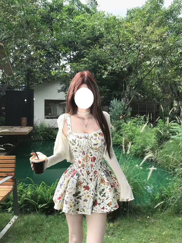【法香告白】甜欲设计感法式吊带连衣裙女夏季碎花裙子甜美A字裙|undefined