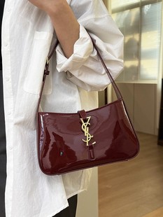 Shoulder Bag Retro Pu Texture Glossy Casual Armpit Bag Second-Hand Handbag Work Clothing Simple Large Capacity Bag