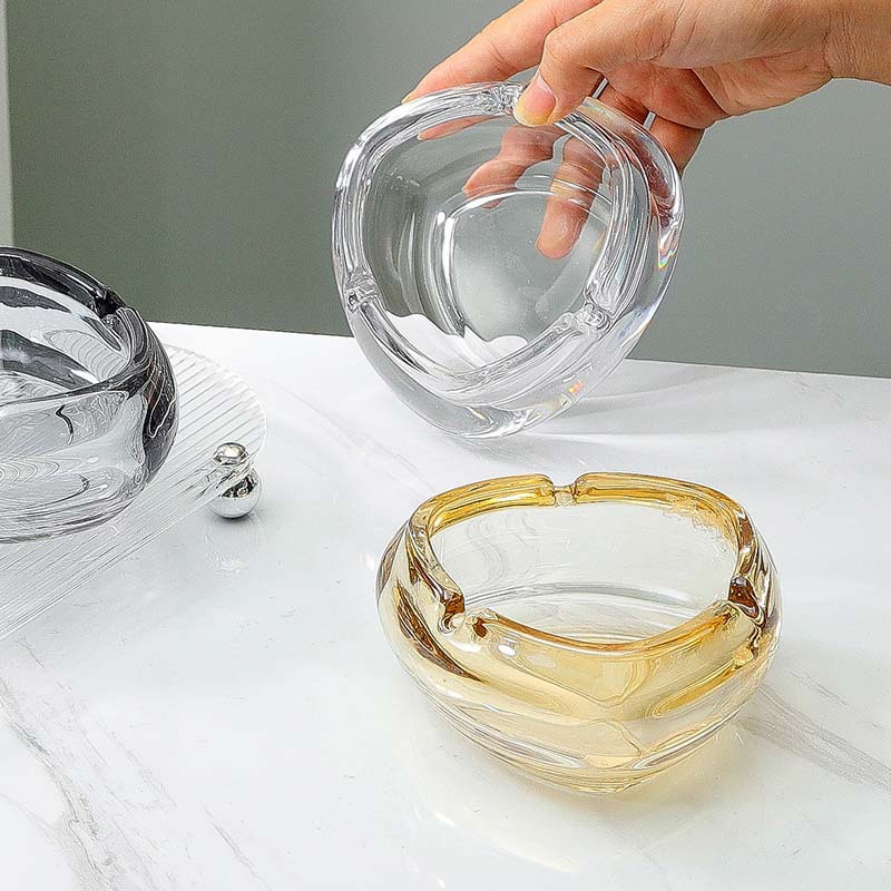 Cenicero de vidrio cenicero de hotel comercial oficina creativo simple sala de estar del hogar en forma de melocotón cenicero anti-polvo