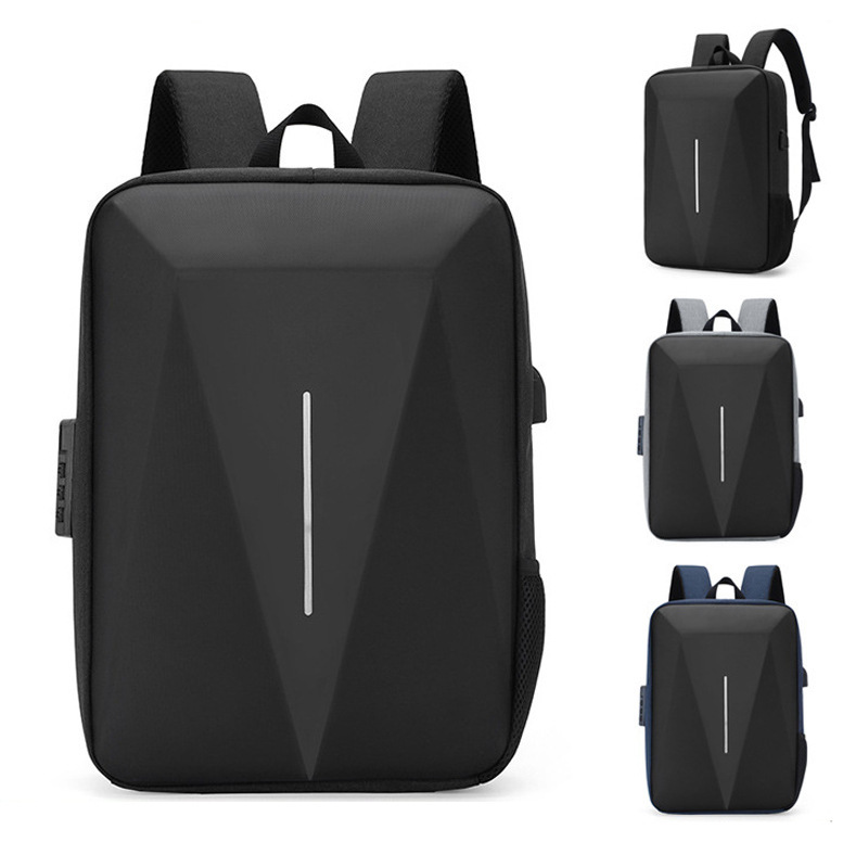 Cross-Border Hot Selling Pc Hard Shell Bag Backpack Men's Laptop Bag Anti-Theft Password Lock Shaped Business Backpack