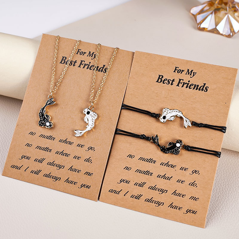 Cross-border Explosions Yin and Yang Tai Chi Fish Bracelet Female Couple Creative Fashion Handmade Woven Hand Rope Friendship Blessing Bracelet