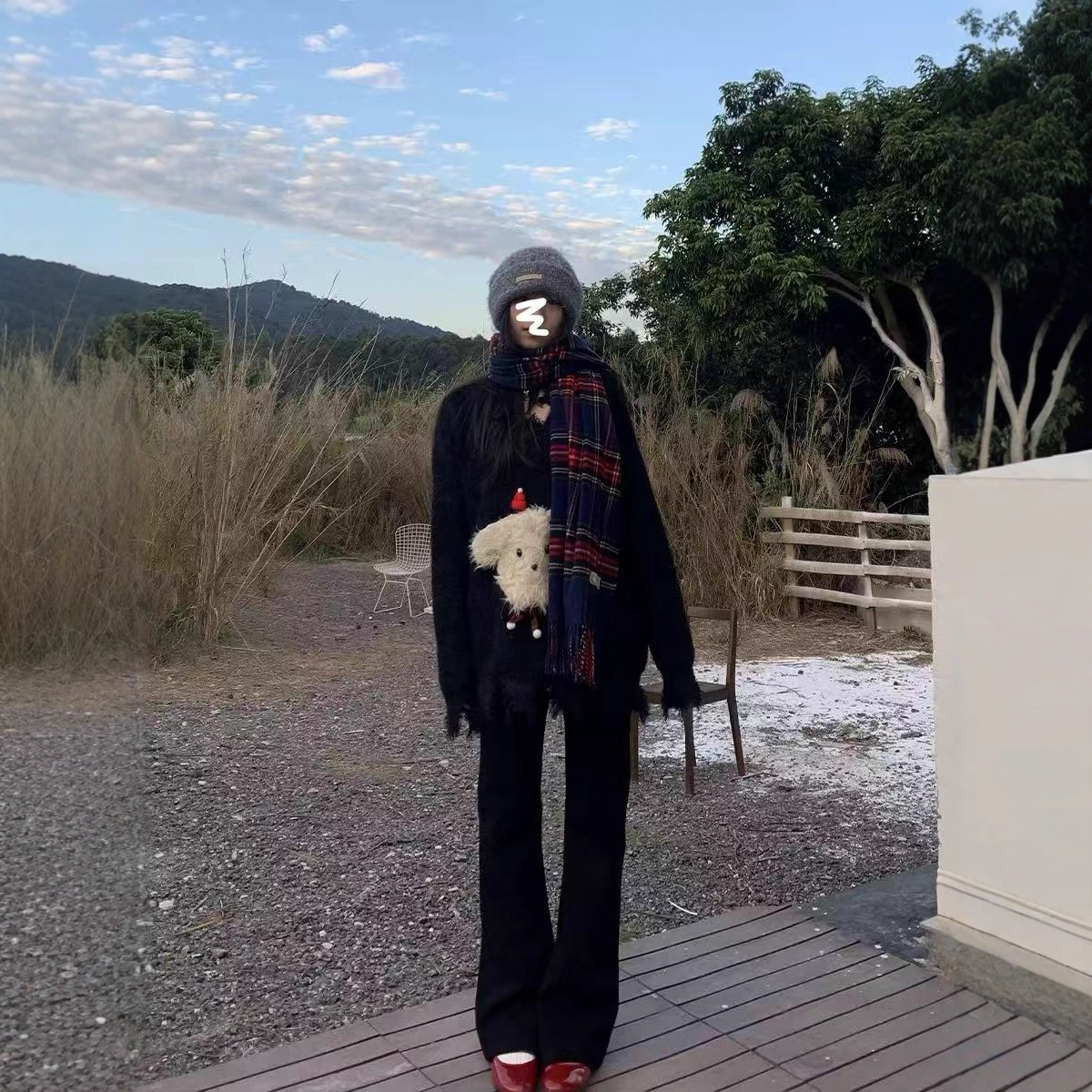 1118-11微喇奥粒绒小黑裤820#