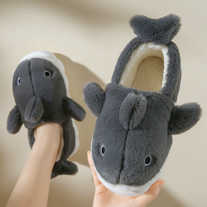 Cute Cartoon Winter Slippers, Plush Cotton Styles (whale, teddy, chubby), Sizes EU 36–47