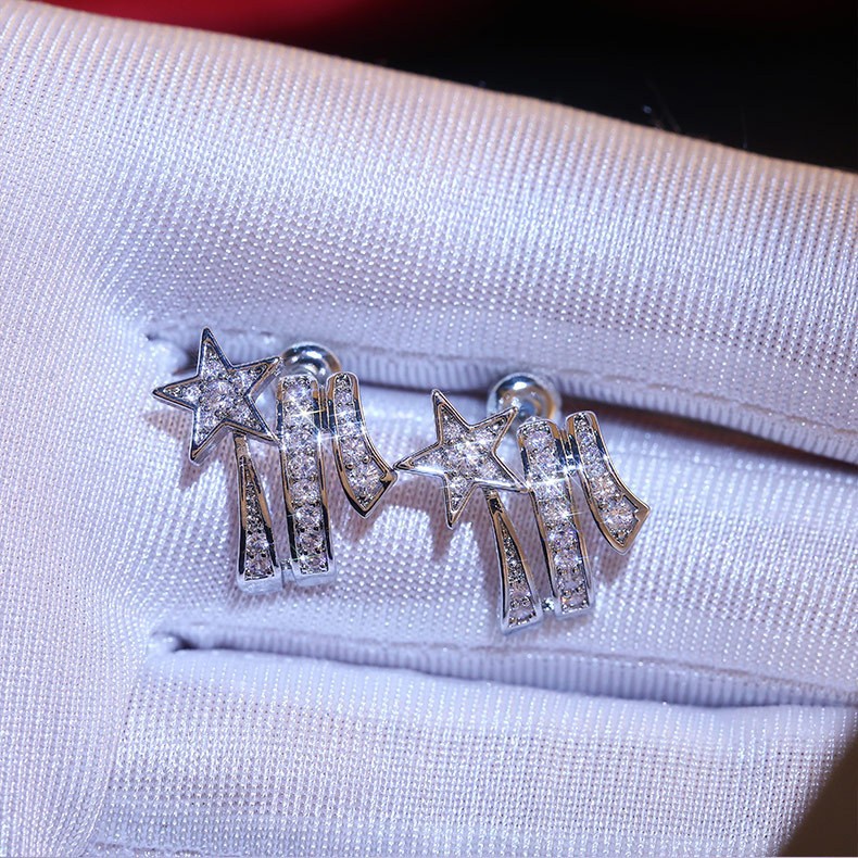 7g Weight Zircon Inlay Material Rings, Earrings Classification Jewelry + Earrings Quantity Holiday, Daily Occasion Copper Material Geometric, Star Pattern All Seasons Season Women's Gender Elegant, Modern Style Style Wholesale Jewelry Elegant Modern Style Geometric Star Copper Zircon Rings Earrings 15