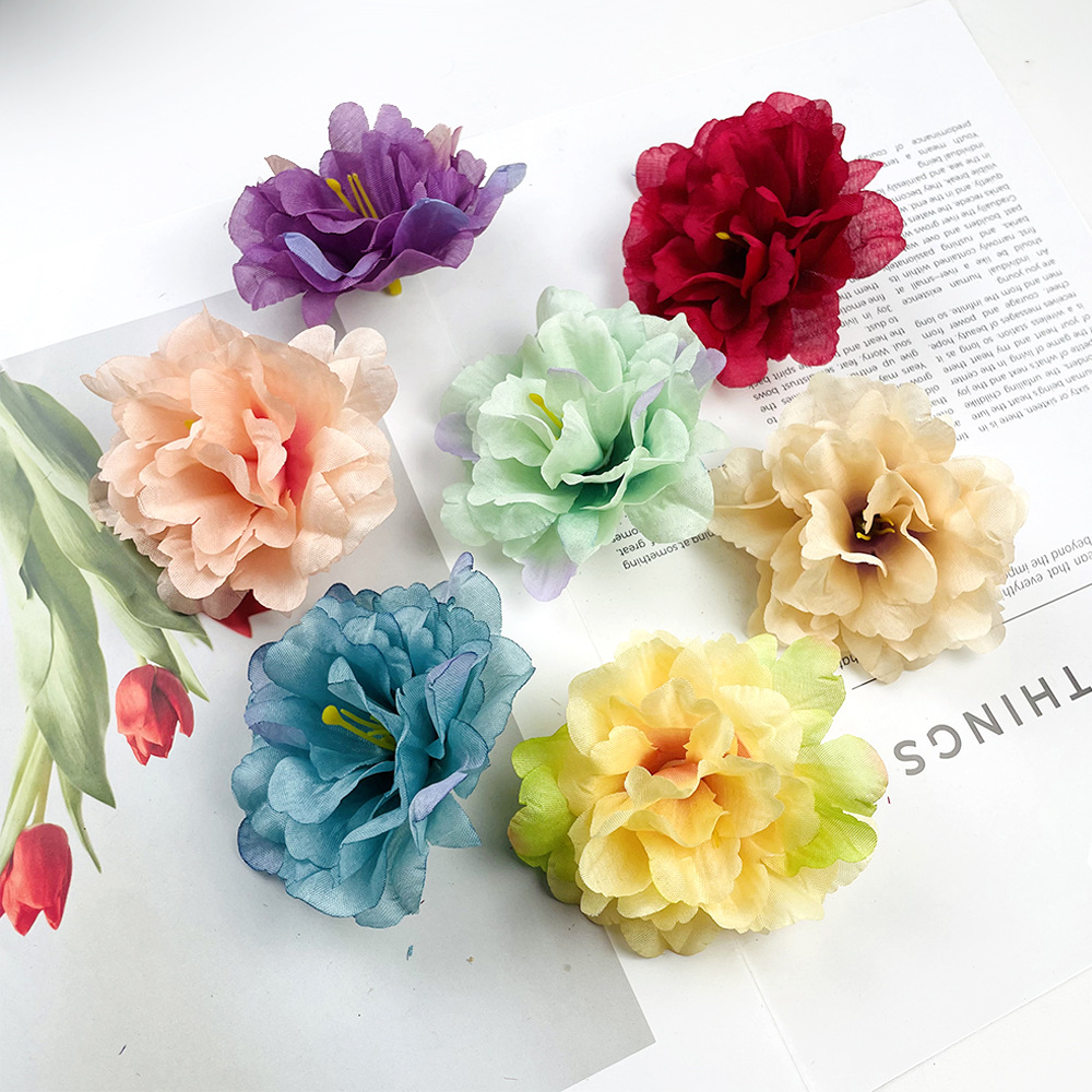 Simulación de hierba rica peonía retrógrado pintura al óleo en el salón de bodas arreglos de flores DIY flor de tocado de flores falsas flores de mujer