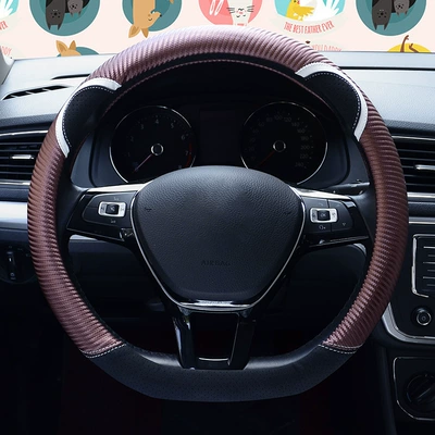 Steering wheel cover, New Cartoon Car Steering Wheel - d-type-black-coffee-38cm