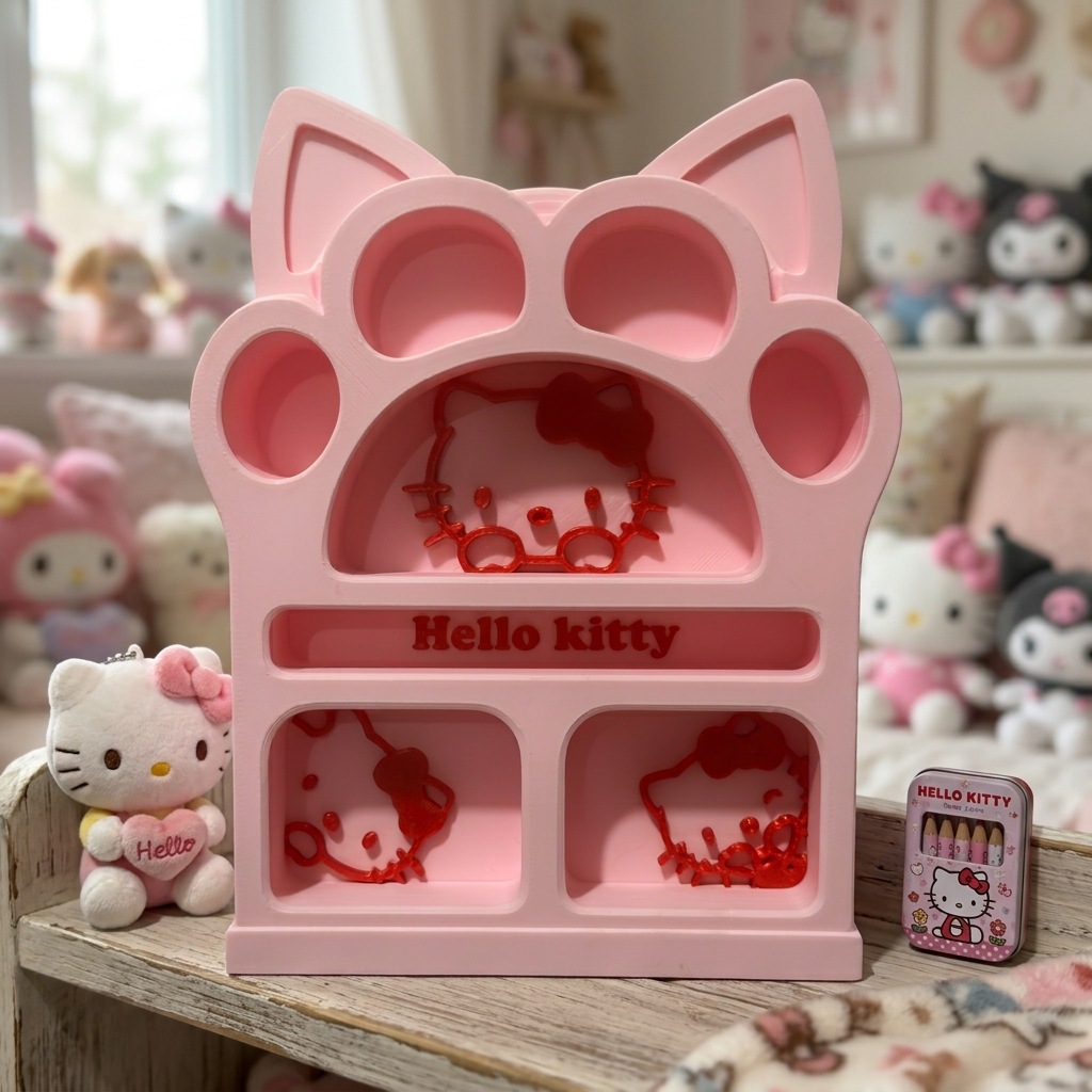 Hello Kitty cat paw dollhouse shelf furniture ornament desktop cute cartoon multi-functional storage