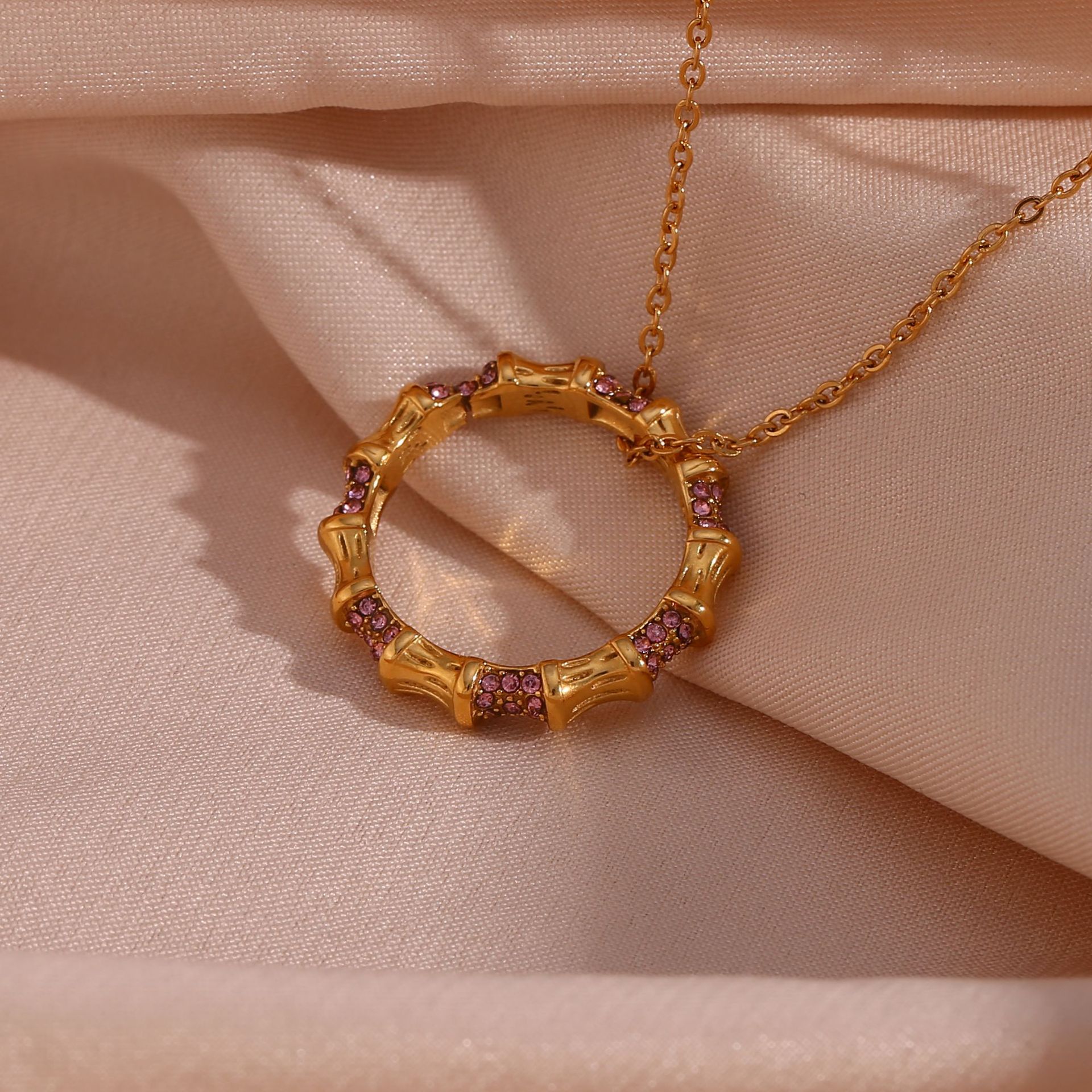 Bamboo Ring Micro-inset Zircon Necklace