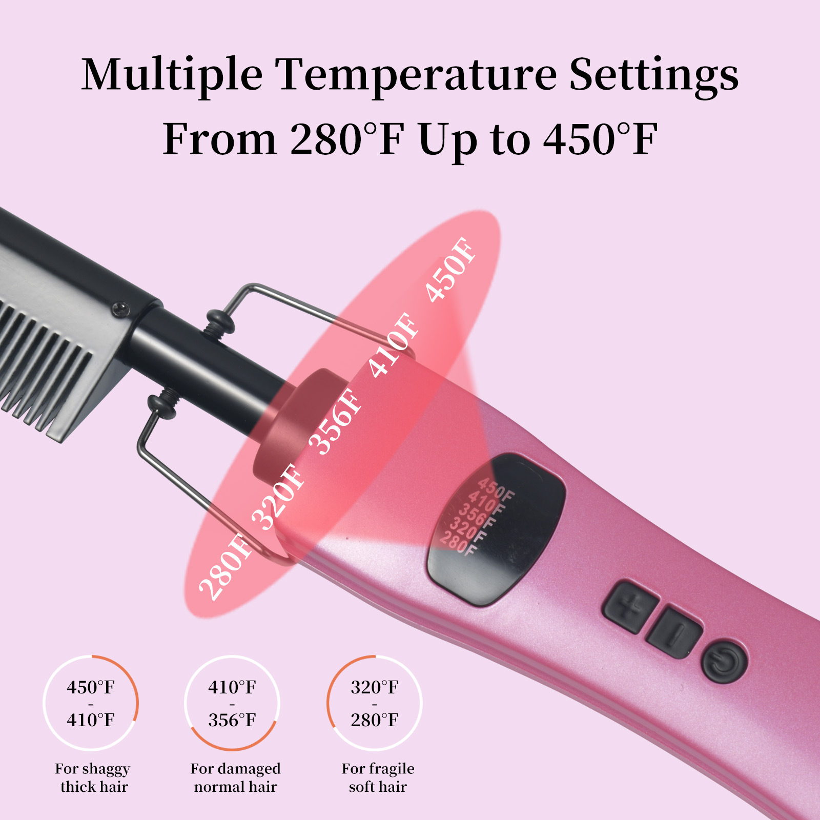 Cross-border Straight Hair Comb Bangs LCD Dual-purpose Copper Comb Household Curly Hair Straight Hair Stick Multifunctional Electric Heating Style Comb