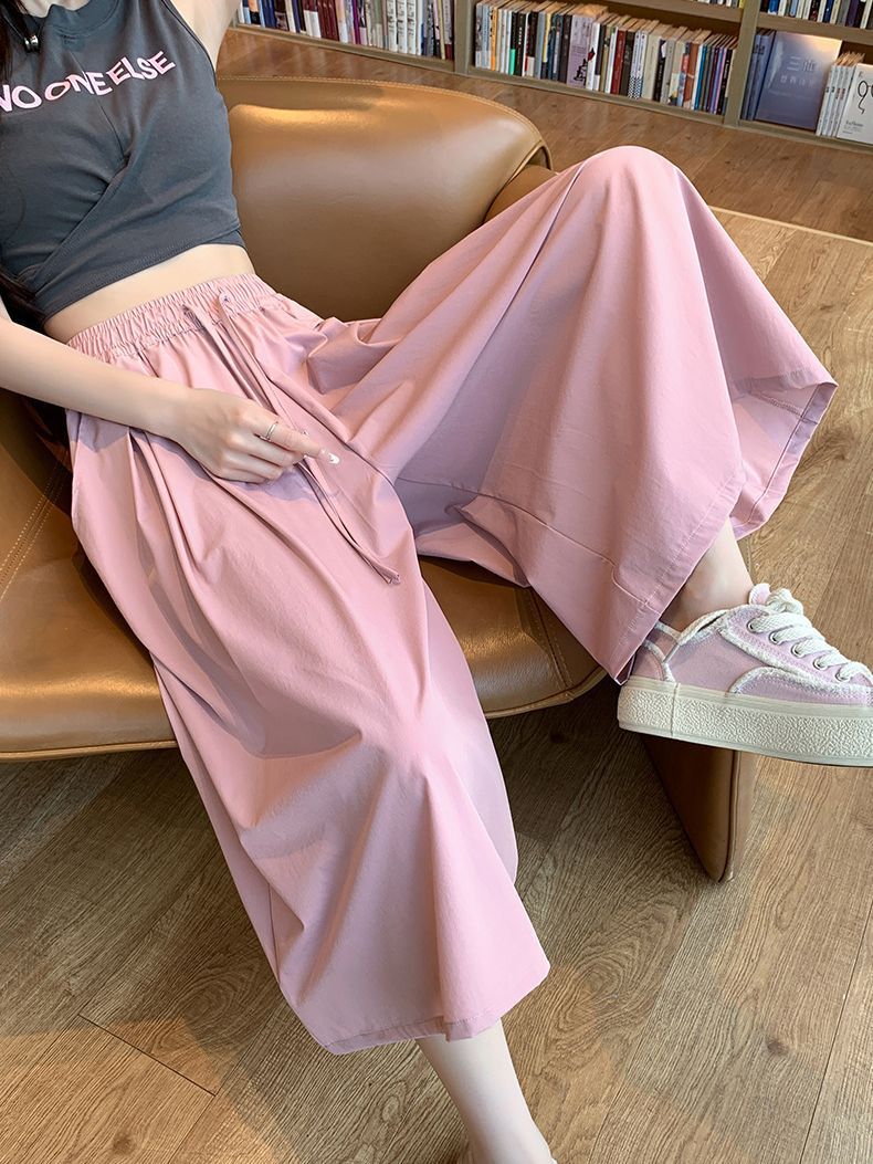 Yamamoto Half-Culottes Women's Summer New High Waist Wide Leg Loose Dose Slim Look Thin Casual Half-length A- line Pants