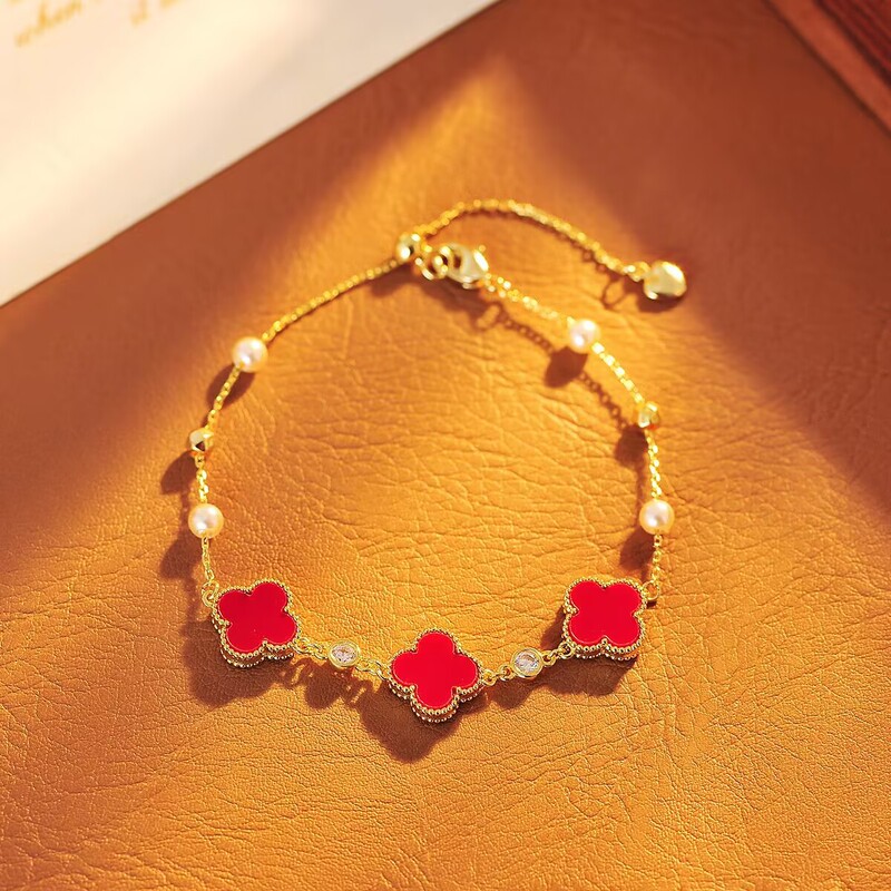 Four-Leaf Clover Natural Mother Shell Freshwater Pearl Bracelet for Women, Non-Fading, Versatile New Chinese Style Hand Jewelry Wholesale and Delivery